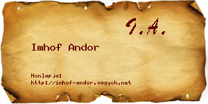 Imhof Andor névjegykártya